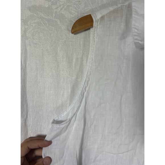ForCynthia Beachwear 100% Linen Tank XL White Collar Pockets Cover Up - Picture 4 of 11